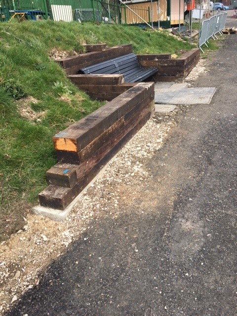 Building Department - March Blog 3 Sleeper wall and seat near Bunham signal