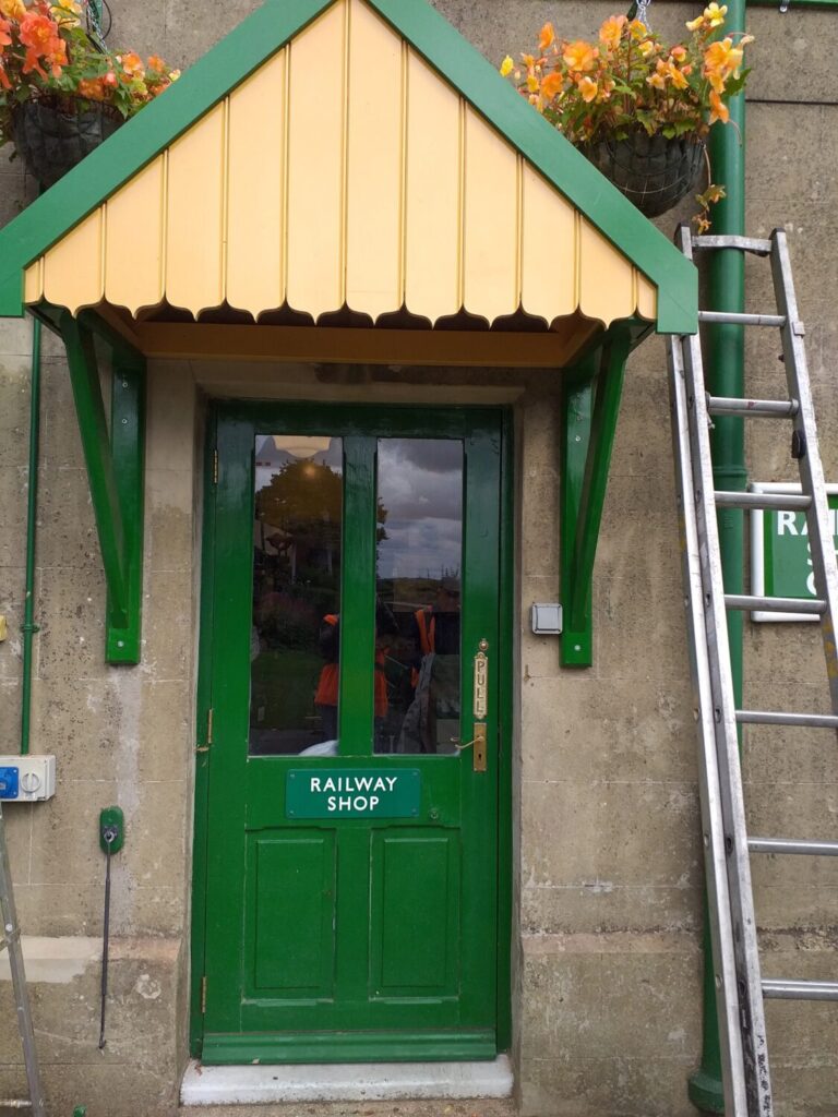 Building Blog: Autumn Update 4 Ropley shop porch canopy in position