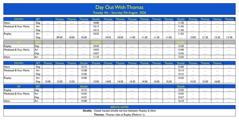 DOWT Timetable