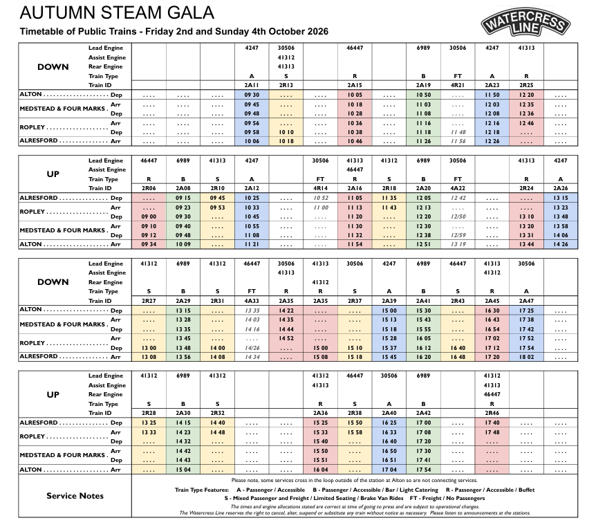 ASG 2026 timetable Fri and Sun SCREENSHOT