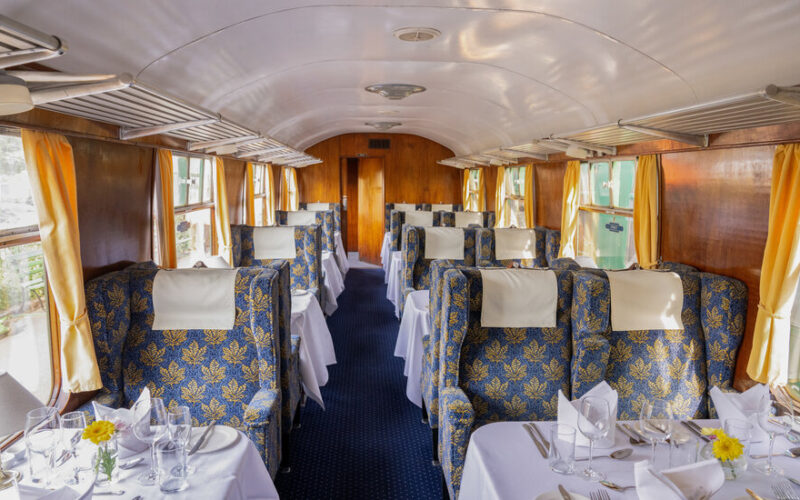 Interior of The Watercress Belle Fine Dining Train